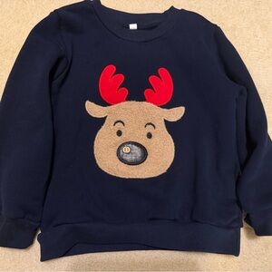 Kids Navy Fleece Sweatshirt with Reindeer Design